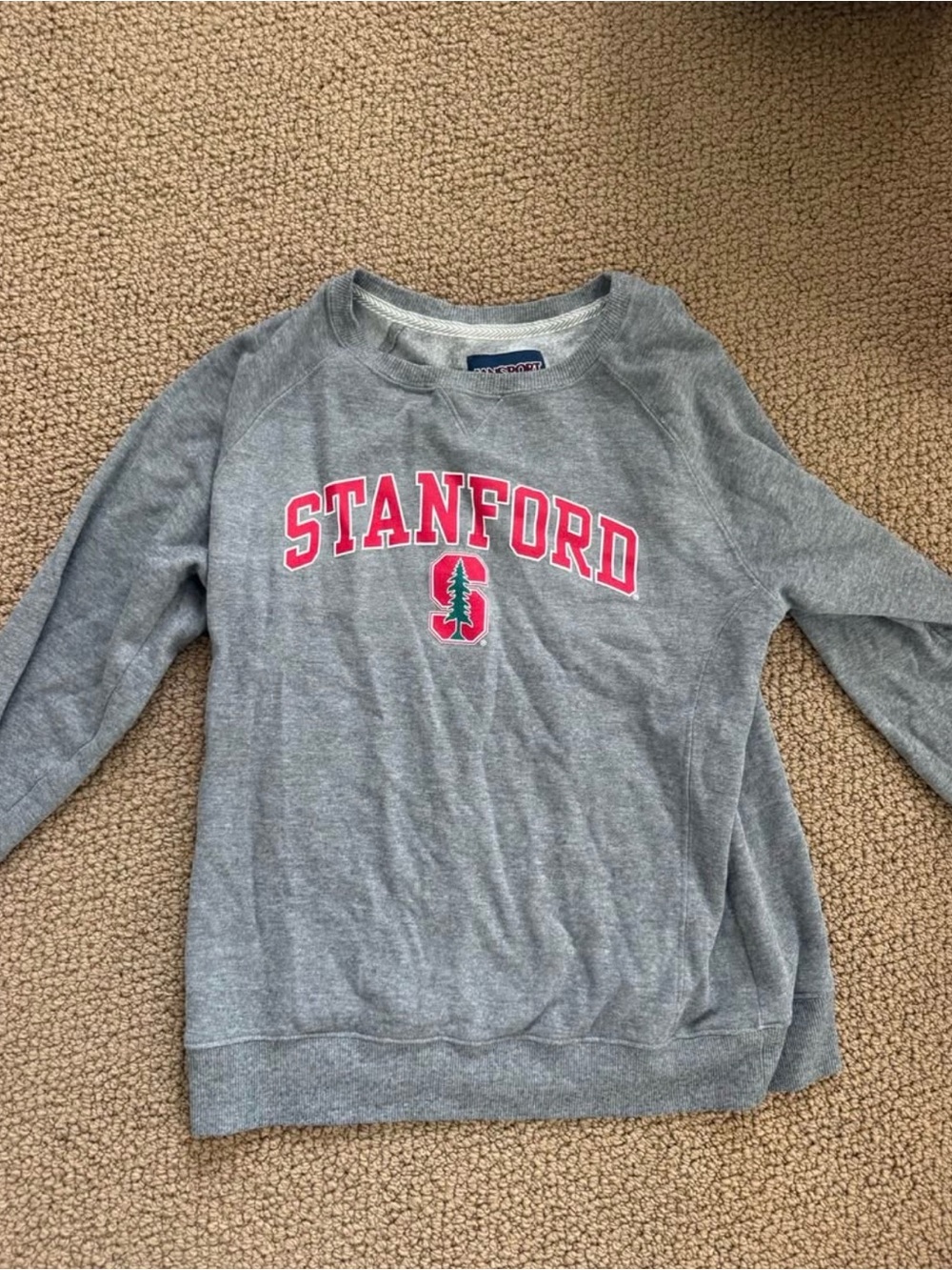 Jansport Gray Crewneck Sweatshirt with Maroon Logo Patch